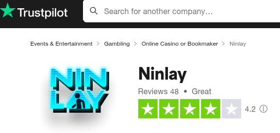 Κριτική του καζίνο Ninlay στο Trustpilot